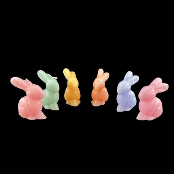 2) Meri Meri 6 Bunny Easter Candles, Pastel 2.5"H x 1 5/8"L,  2.5 Burn Hours - Picture 4 of 10